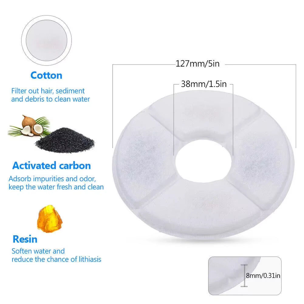 Replaced Activated Carbon Contton Filters for Cat Pet Dog Water Fountain Drinking Dispenser Replacement Filter
