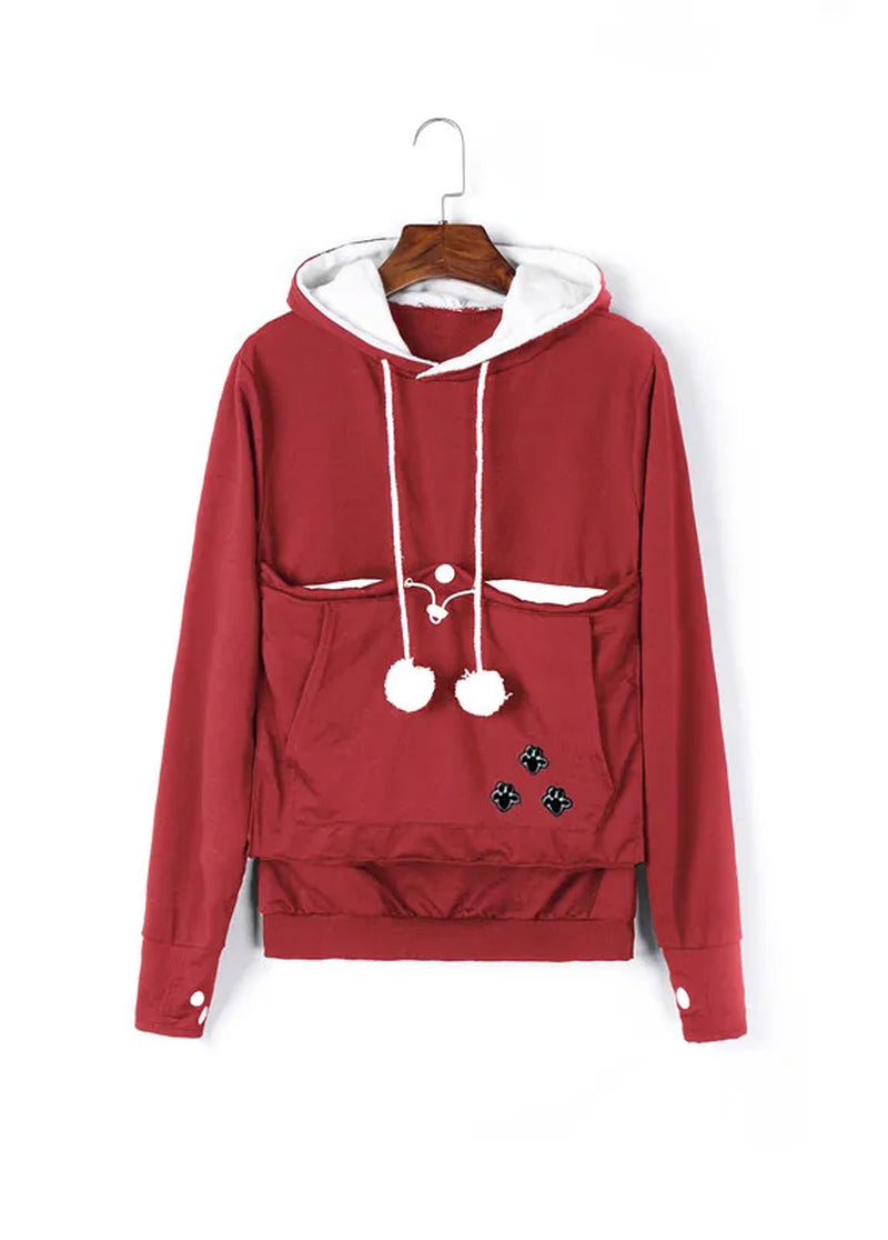Mewgaroo Cat Lovers Hoodies Women Pet Hooded Casual Kangaroo Cat Sweatshirt for Women Pouch Hoodie Big Size Hoody Ladies Tops