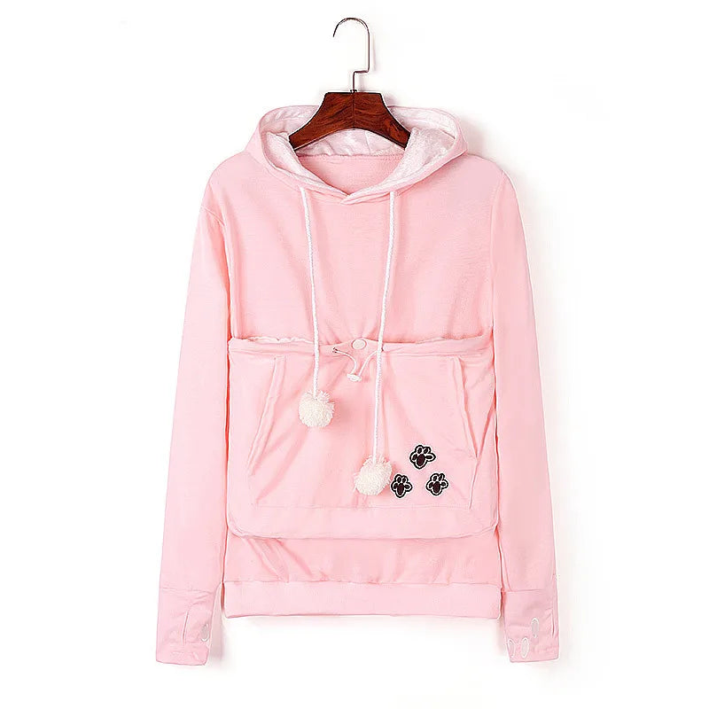 Mewgaroo Cat Lovers Hoodies Women Pet Hooded Casual Kangaroo Cat Sweatshirt for Women Pouch Hoodie Big Size Hoody Ladies Tops