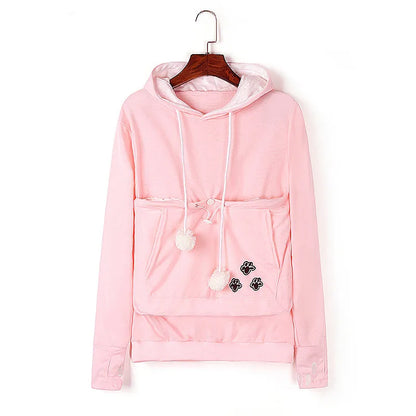 Mewgaroo Cat Lovers Hoodies Women Pet Hooded Casual Kangaroo Cat Sweatshirt for Women Pouch Hoodie Big Size Hoody Ladies Tops