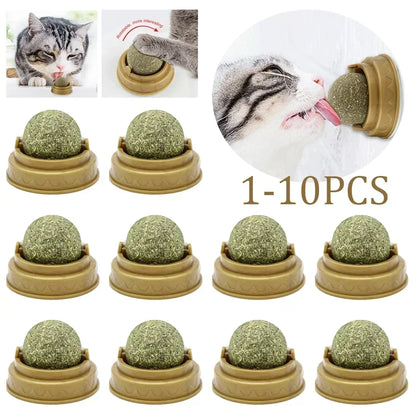 1-10PC Pet Catnip Toys Edible Catnip Ball Safety Healthy Cat Mint Cats Chasing Game Toy Products Clean Teeth the Stomach Catmint