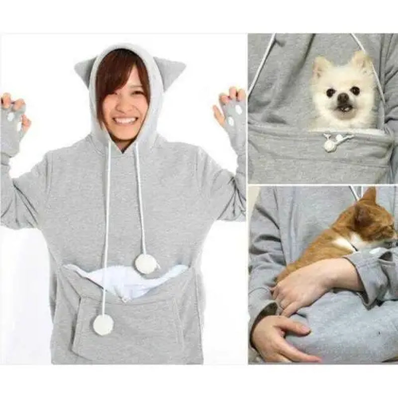 Mewgaroo Cat Lovers Hoodies Women Pet Hooded Casual Kangaroo Cat Sweatshirt for Women Pouch Hoodie Big Size Hoody Ladies Tops