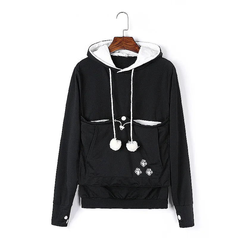 Mewgaroo Cat Lovers Hoodies Women Pet Hooded Casual Kangaroo Cat Sweatshirt for Women Pouch Hoodie Big Size Hoody Ladies Tops