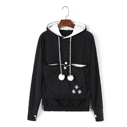 Mewgaroo Cat Lovers Hoodies Women Pet Hooded Casual Kangaroo Cat Sweatshirt for Women Pouch Hoodie Big Size Hoody Ladies Tops