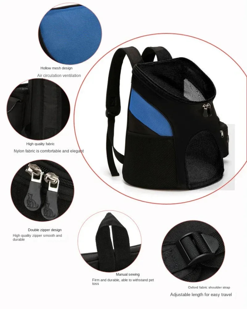Portable Mesh Dog Bag Breathable Dog Backpack Foldable Large Capacity Cat Carrying Bag Portable Outdoor Travel Pet Carrier